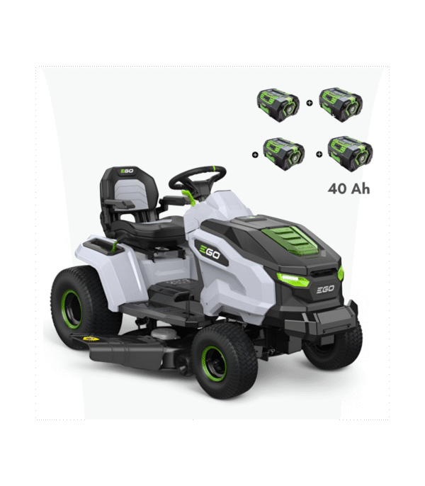 pack-tracteur-tondeuse-autoportee-a-ejection-laterale-et-mulching-4-batteries-10ah-et-chargeur-rapide-ego-tr4201e PACK Tracteur tondeuse autoportée à éjection latérale et mulching, 4 batteries 10Ah et chargeur rapide - EGO TR4201E